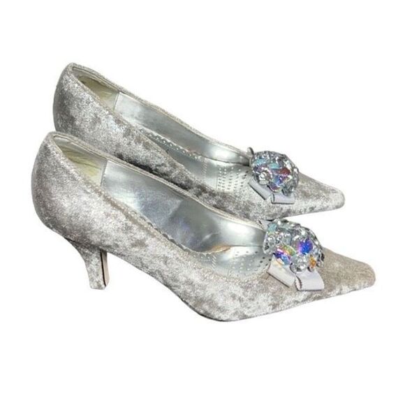 J Renee Alexis Jeweled Velvet Pumps Wedding Shoes Size 5 - Picture 4 of 6